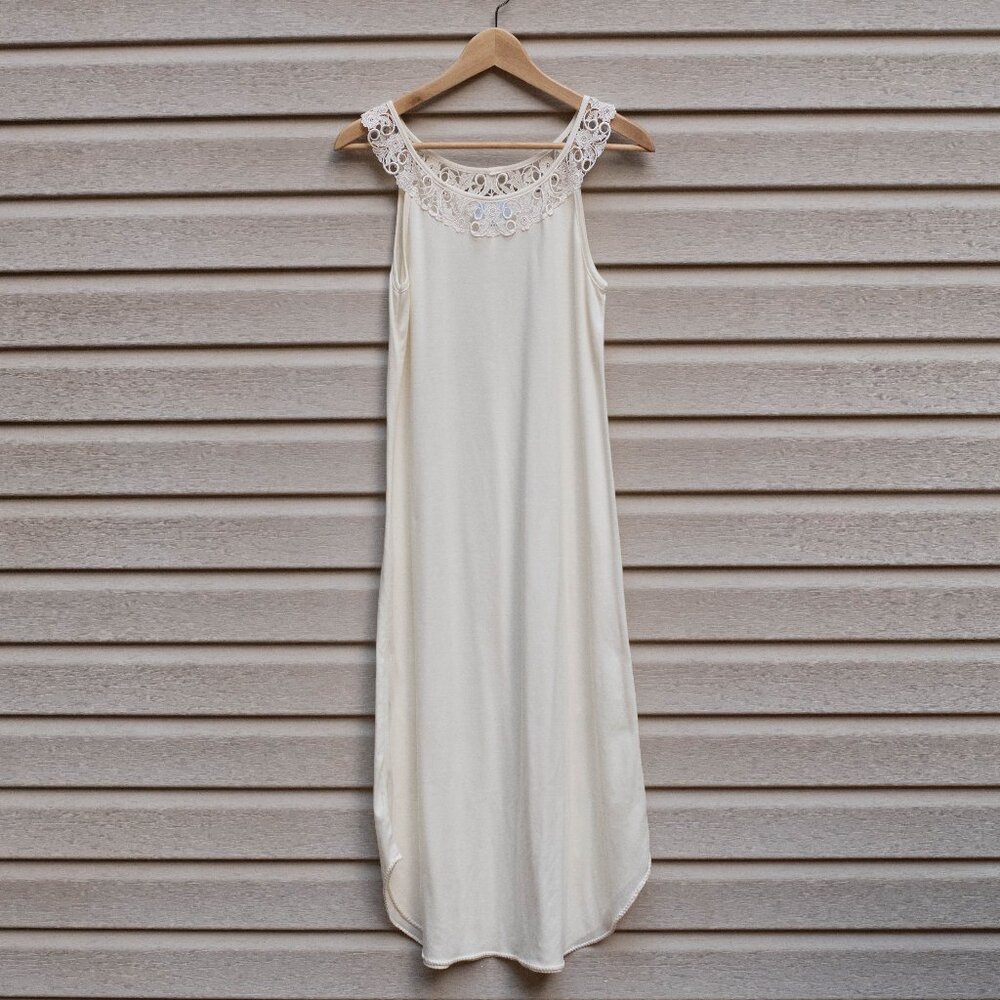 VTG Hanky Panky Nightgown PS Ivory 🌙 Lace Trim Cotton Soft‎ Sleepwear USA NWOT
